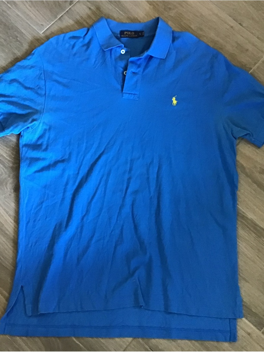 Ralph Lauren Men's Bright Blue Polo with Yellow Pony